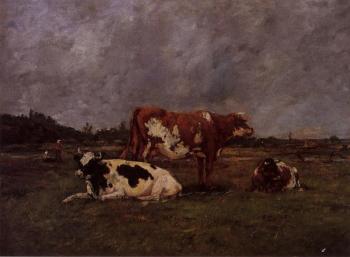 Eugene Boudin : Cows in Pasture